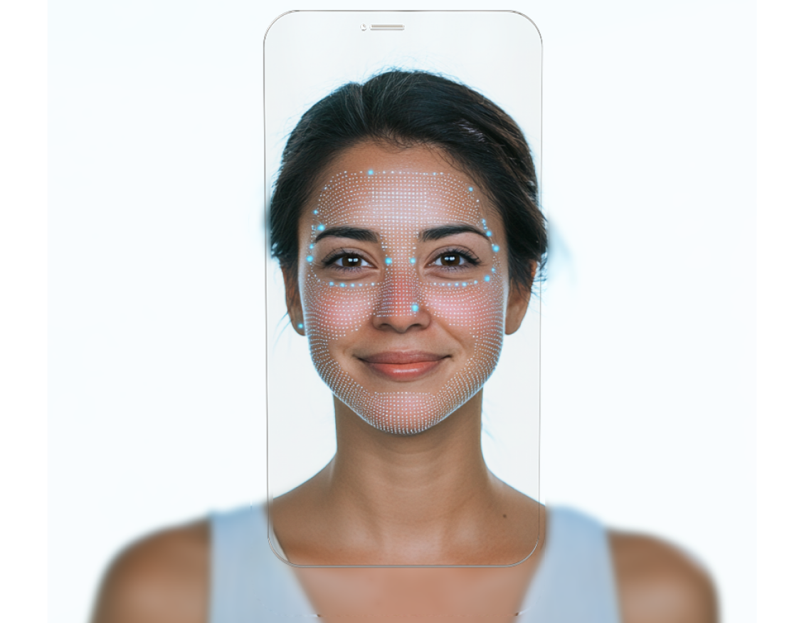 Completing a biometric face scan on a phone